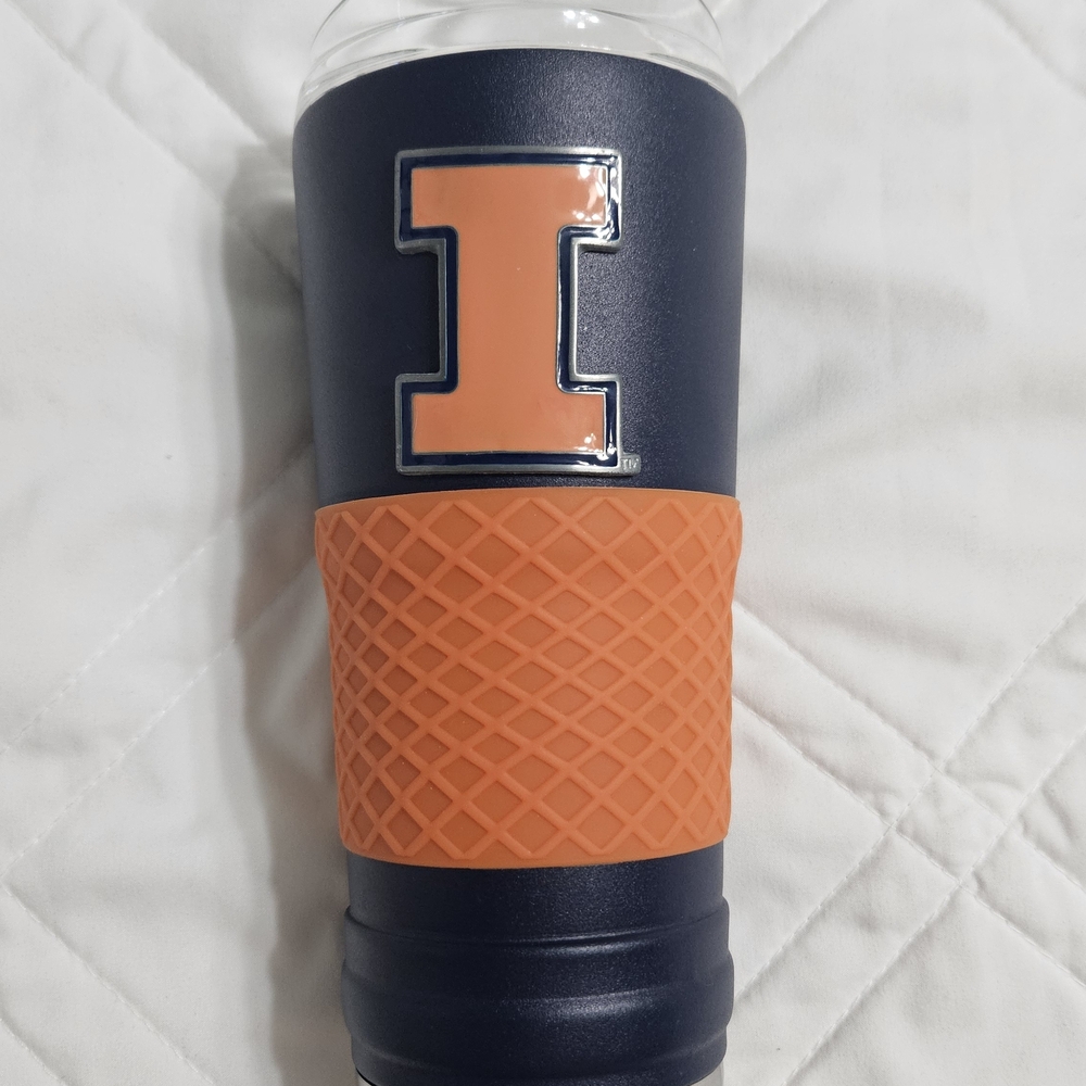 NCAA Illinois Fighting Illini 24oz Vacuum Insulated Tumbler - Navy/Orange Grip